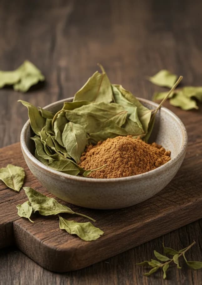 Freshly harvested henna leaves